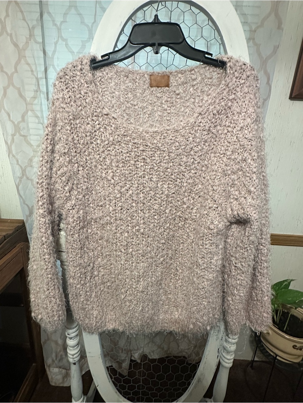 POL Plush Scoop-Neck Sweater in Blush